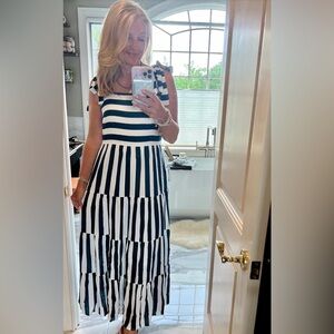 Prettygarden blue and white striped flowy dress